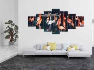 Obraz stáda plameňáků (210x100 cm)