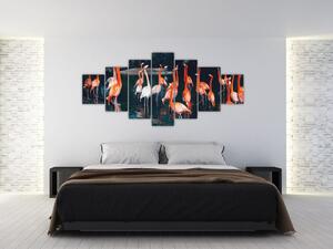 Obraz stáda plameňáků (210x100 cm)
