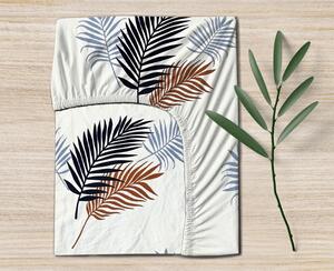 Ervi bavlněné napínací prostěradlo - hnědé a modré palmové listy