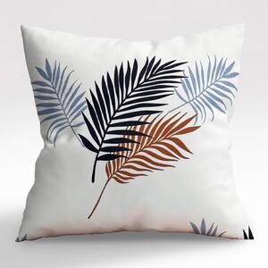 Ervi povlak na polštář bavlněný - hnědé a modré palmové listy