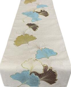 Béžová dekorativní štóla s motivem listu Ginkgo Šířka: 35 cm | Délka: 140 cm