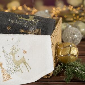Bavlněný vánoční ručník bílý se soby Šírka: 50 cm | Dĺžka: 90 cm