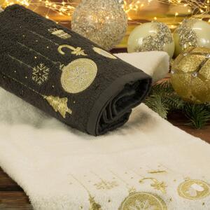 Bavlněný vánoční ručník černý s vánočními ozdobami Šířka: 70 cm | Délka: 140 cm