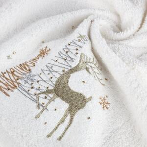 Bavlněný vánoční ručník bílý se soby Šířka: 70 cm | Délka: 140 cm