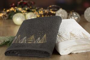 Bavlněný ručník antracitový se zlatou vánoční výšivkou Šírka: 50 cm | Dĺžka: 90 cm