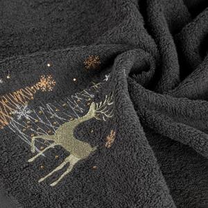 Bavlněný vánoční ručník šedý s jelenem Šířka: 70 cm | Délka: 140 cm