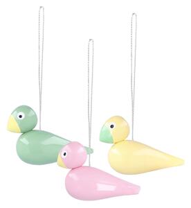 Dřevěné závěsné ozdoby Birds – set 3 ks