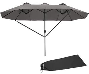 Tectake Slunečník Silia 460x270cm extra široký s ochranným potahem - šedá