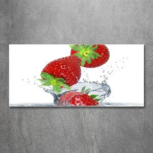 Foto obraz skleněný horizontální Padající jahody osh-85065698