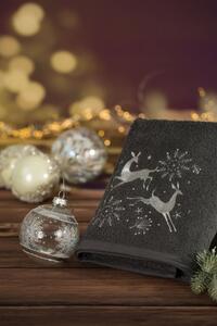 Bavlněný vánoční ručník šedý se soby Šířka: 70 cm | Délka: 140 cm