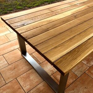 KULHÁNEK Zahradní stůl s nerezovou podnoží XXL Odstín nátěru: olej - ořech, Velikost desky: 250x90 cm