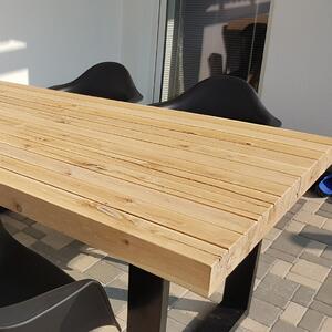 KULHÁNEK Zahradní stůl z dubových trámů a oceli Odstín nátěru: olej - ořech, Odstín podnože: antracit - RAL 7016