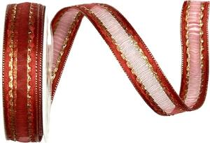 Stuha organza MONDAN červená 15mm x 3m (6,-Kč/m)