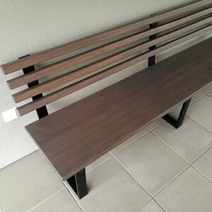 KULHÁNEK Designová zahradní lavice s opěradlem - dlouhá Délka: 250 cm, Odstín nátěru: olej - ořech, Odstín podnože: antracit - RAL 7016