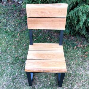 KULHÁNEK Zahradní židle s kovovou konstrukcí Odstín nátěru: lazura - palisandr, Odstín podnože: černá s jemnou strukturou - JS RAL 9005