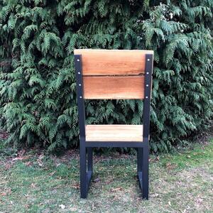 KULHÁNEK Zahradní židle s kovovou konstrukcí Odstín nátěru: olej - teak, Odstín podnože: černá s jemnou strukturou - JS RAL 9005