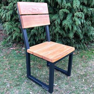 KULHÁNEK nábytek Zahradní židle s kovovou konstrukcí Odstín nátěru: olej - teak, Odstín podnože: černá s jemnou strukturou - JS RAL 9005