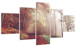 Obraz - Podzimní procházka lesem (125x70 cm)