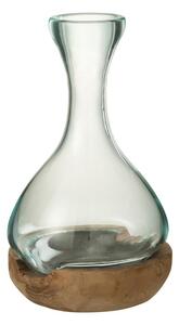 Váza z recyklovaného skla na dřevu Gamal - 19*21*29 cm - J-Line by Jolipa
