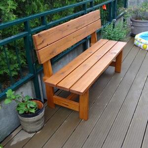 KULHÁNEK Zahradní lavice s opěradlem - přírodní Délka: 150 cm, Odstín nátěru: olej - bezbarvý