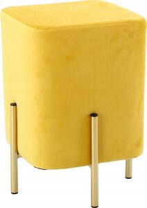 Sametový taburet na nožičkách 28 x 28 x 42 cm žlutý