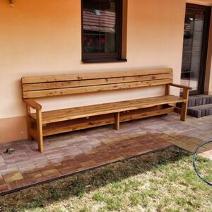 KULHÁNEK nábytek Zahradní lavice s područkami - přírodní Délka: individuální, Odstín nátěru: olej - bezbarvý