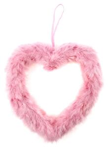 Autronic Srdce, dekorace z peří, barva růžová AK1902-PINK