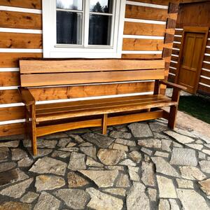 KULHÁNEK nábytek Zahradní lavice s područkami - rustikální Délka: individuální, Odstín nátěru: lazura - ořech
