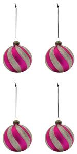 Skleněná vánoční ozdoba Chun Pink/Gold – set 4 ks