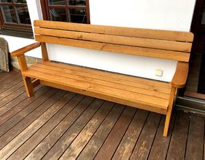 KULHÁNEK nábytek Zahradní lavice s područkami - klasická Délka: individuální, Odstín nátěru: lazura - palisandr