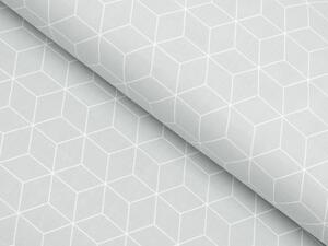 Bavlněná látka/plátno Sandra SA-486 Světle šedý geometrický vzor 3D kostky - šířka 160 cm
