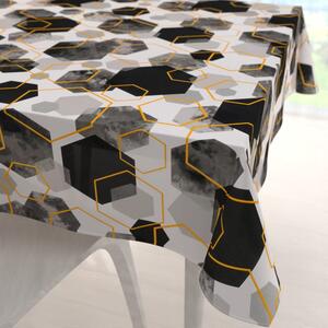 Biante Bavlněný čtvercový ubrus Sandra SA-482 Šedo-černé mramorové hexagony 40x40 cm