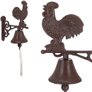 Esschert Design Zahradní zvonek Rooster, 25,6x18,5 cm, litina, hnědá