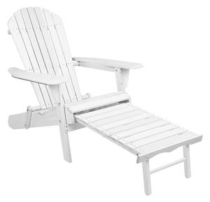 Zahradní dřevěná židle s podnožkou - bílá