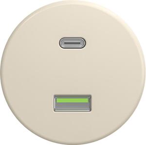 Kliklap - Retro USB zásuvka A+C bez rámečku béžová