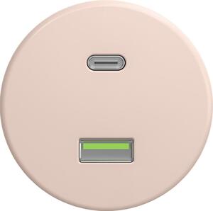 Kliklap - Retro USB zásuvka A+C bez rámečku starorůžová