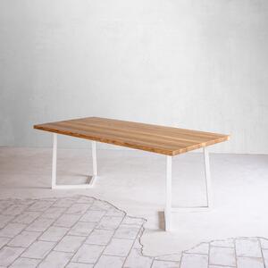 KULHÁNEK Jídelní stůl s rovnou hranou a kovovou podnoží "V" Velikost desky: 150x80 cm, Odstín podnože: černá s jemnou strukturou - JS RAL 9005