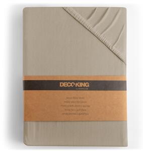 Bavlněné jersey prostěradlo s gumou DecoKing Amber cappuccino, velikost 180-200x200+30