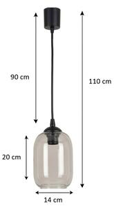 Brilagi - LED Lustr na lanku R GLASS 1xE27/60W/230V pr. 14 cm černá/kouř šedá