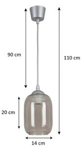 Brilagi-LED Lustr na lanku R GLASS 1xE27/60W/230V pr. 14 cm stříbrná/kouř šedá