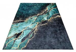 Černý a zelený moderní koberec s abstraktním vzorem Šířka: 80 cm | Délka: 150 cm