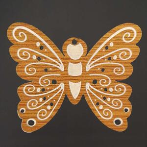 AMADEA Dřevěná ozdoba motýl s potiskem 6 cm