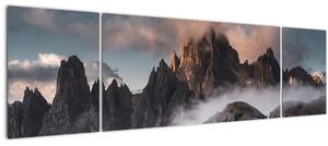 Obraz - Italské dolomity schované v mlze (170x50 cm)
