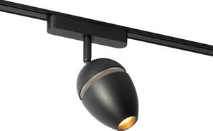 Moderní černé bodové svítidlo pro jednofázový kolejnicový systém včetně LED - Magnetic Eggy