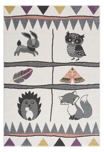 Béžový koberec s motivem lesní zvířátka do dětského pokoje