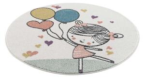 Nádherný kulatý koberec do dětského pokoje béžové barvy