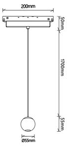 Mantra 8993 Magneto 48V Gruissan, černý závěs LED 7W 2700K 38°, TRIAC, průměr 5,5cm