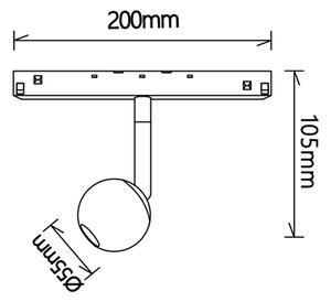 Mantra 8328 Magneto 48V Gruissan, černý spot LED 7W 3000K 38°, on/off, průměr 5,5cm