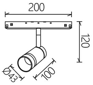 Mantra 9070 Magneto 48V Split, černozlatý spot LED 7W 3000K 38°, on/off, průměr 4,3cm