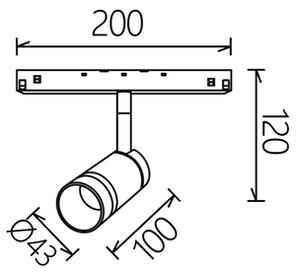 Mantra 9068 Magneto 48V Split, černý spot LED 7W 3000K 38°, on/off, průměr 4,3cm